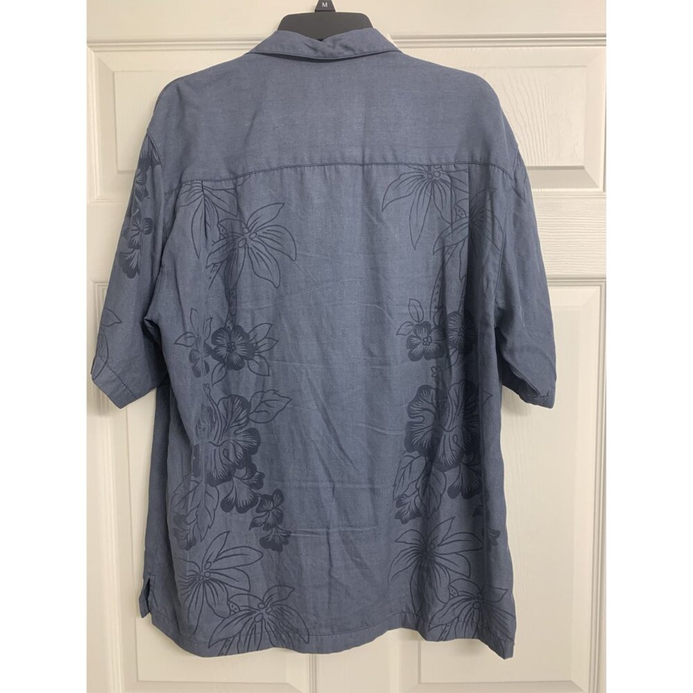 Tommy Bahama M 100% Silk Tropical Floral Classic Shirt Casual Blue - Picture 3 of 7